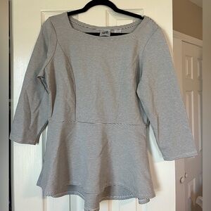 Virginia Dare Dress Co. Striped Peplum Shirt. Size Large. Like New.